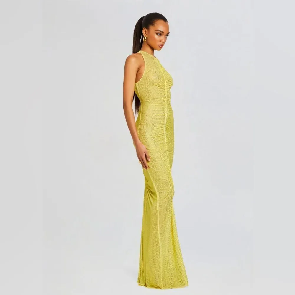 Retrofete Marsann yellow crystal rhinestone dress size small - Picture 13 of 13